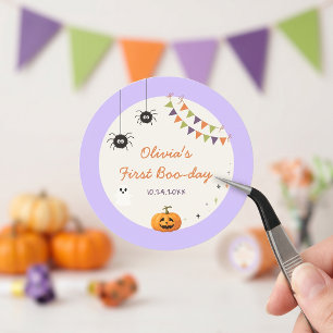 Fun Colourful Halloween Birthday Paper Sticker