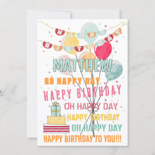 Fun Colourful Happy Birthday Balloons Card