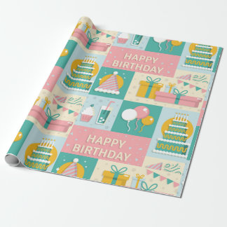 Fun Colourful Happy Birthday Wrapping Paper