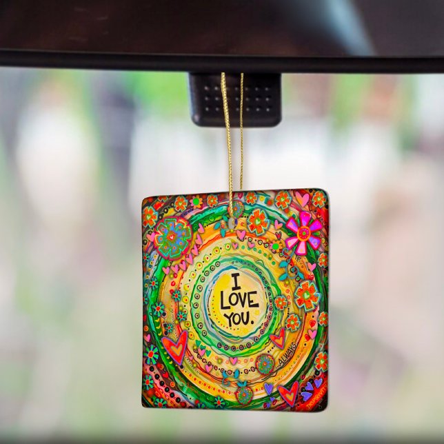 Fun Colourful Hearts I Love You Inspirivity   Ceramic Ornament (Creator Uploaded)