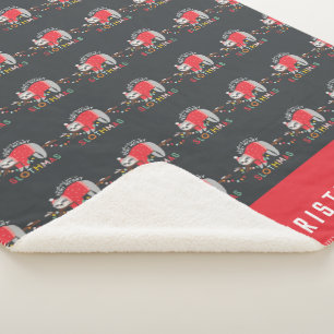 Fun colourful holiday modern sloth christmas sherpa blanket