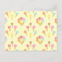 Fun Colourful Ice Cream Cone Pattern on Yellow