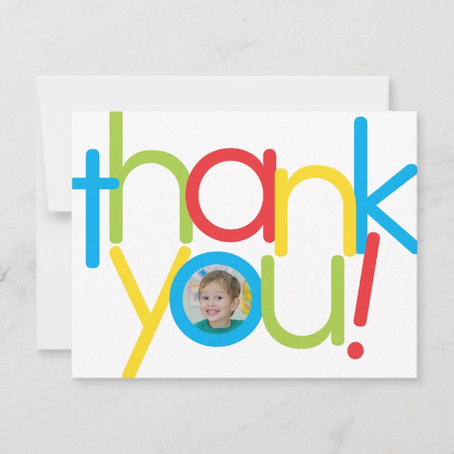 Fun Colourful Kids Photo Thank You Card (Front)