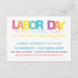 Fun Colourful Labour Day Invitation