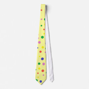 Fun Colourful Large Polka Dots on Light Yellow Tie