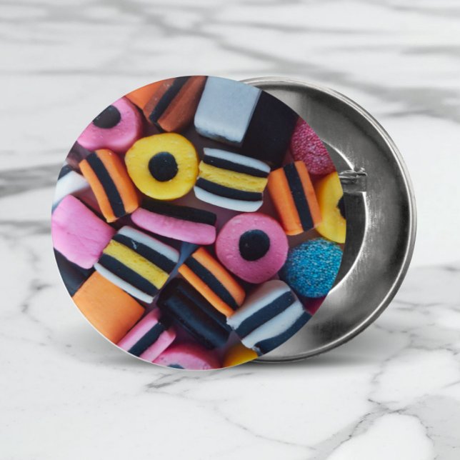 Fun, colourful, licorice candy 1 inch round button (Other items available with this 'sweet' licorice design!)