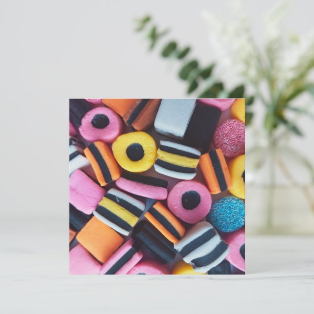 Fun, colourful, licorice candy Greeting Card (Standing Front)