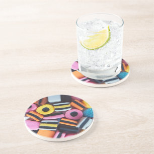 Fun, colourful, Licorice Liquorice Allsorts Coaster