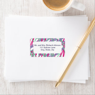 Fun Colourful Lines Teal Purple Pink Abstract Arts Label