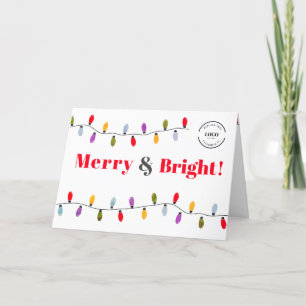 Fun colourful Merry & Bright Business logo Holiday Card