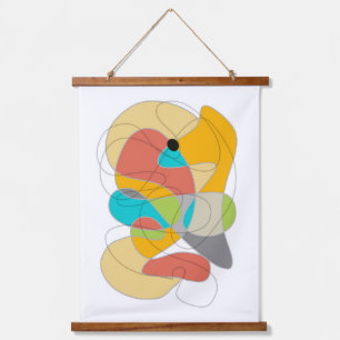 fun colourful modern art line and shapes boho hanging tapestry