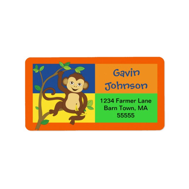 Fun Colourful Monkey Address Label (Front)