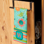 Fun Colourful Monogram Initial Striped Floral Kitchen Towel<br><div class="desc">Cute Personalized Initial Stripe Floral Pattern Modern tea towel. These colourful kitchen towels are perfect to add some colour to your kitchen. Pair it with a bottle of wine and it makes a great personalized gift for friends, family, coworkers, neighbours, etc. The custom monogram area can be changed to a...</div>