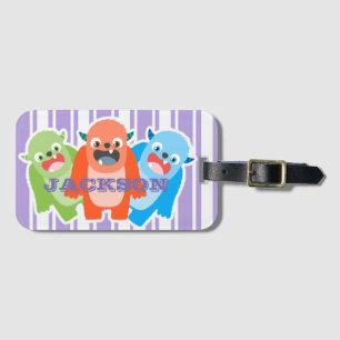 Fun Colourful Monsters Personalised Kids Luggage Tag