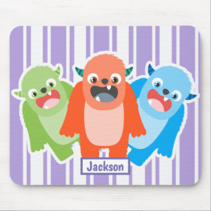 Fun Colourful Monsters Personalised Kids Mouse Pad