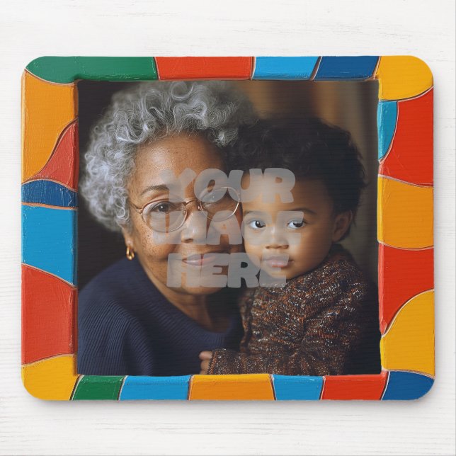Fun Colourful Mosaic Border Pattern for Your Photo Mouse Pad (Front)