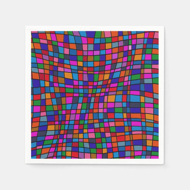 Fun Colourful Mosaic Tiles Pattern Napkin (Front)