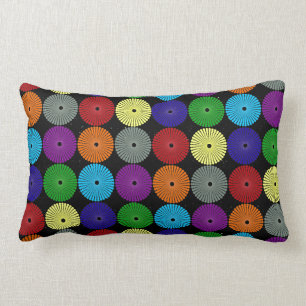 Fun Colourful Multi Coloured Circles Discs Buttons Lumbar Pillow
