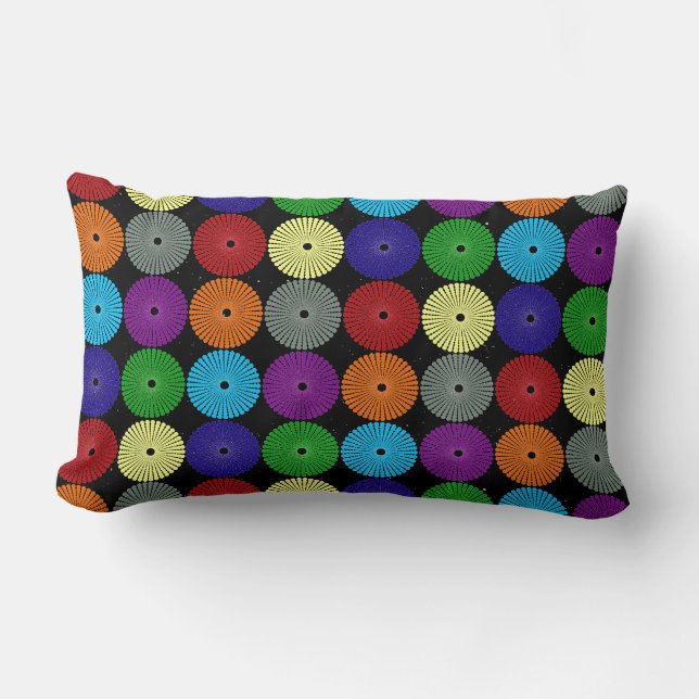 Fun Colourful Multi Coloured Circles Discs Buttons Lumbar Pillow (Front)