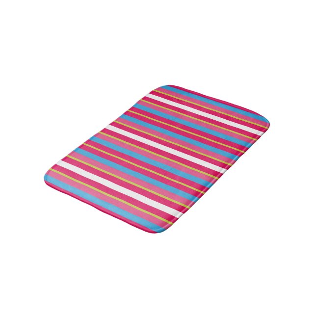 Fun Colourful Multi Stripes Bath Mat (Angled)