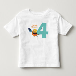 Fun colourful My Little Monster is 4 birthday Toddler T-shirt