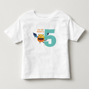 Fun colourful My Little Monster is 5 birthday Toddler T-shirt