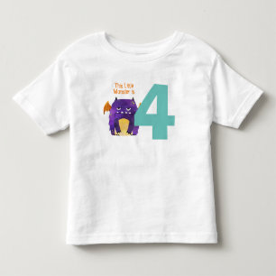 Fun colourful My Little Monster is four birthday Toddler T-shirt