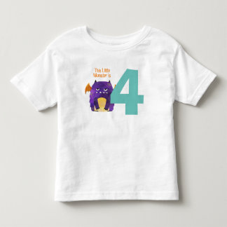 Fun colourful My Little Monster is four birthday Toddler T-shirt