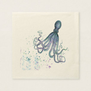 Fun colourful Octopus Ocean animal Nautical Art Napkin