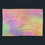 Fun Colourful Ombre Pastel Mermaid Pattern Kitchen Towel<br><div class="desc">Cool Pastel Pink,  Purple,  Teal and Orange Ombre Mermaid Scales with Gold Foil Pattern. This fun mermaid print is perfect for an under the sea Mermaid Birthday Gift.</div>