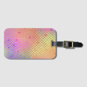 Fun Colourful Ombre Pastel Mermaid Pattern Luggage Tag