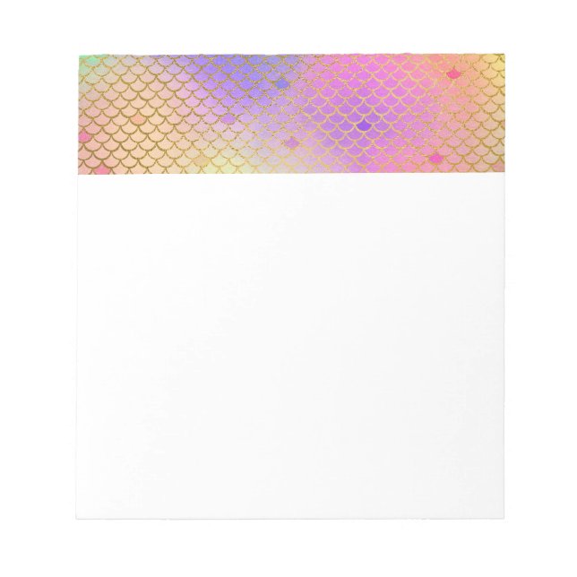Fun Colourful Ombre Pastel Mermaid Pattern Notepad (Front)