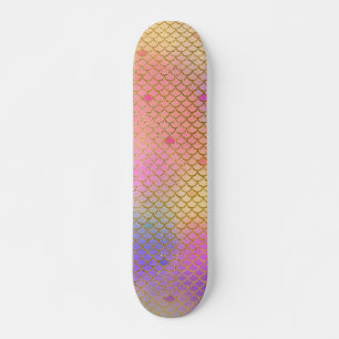 Fun Colourful Ombre Pastel Mermaid Pattern Skateboard