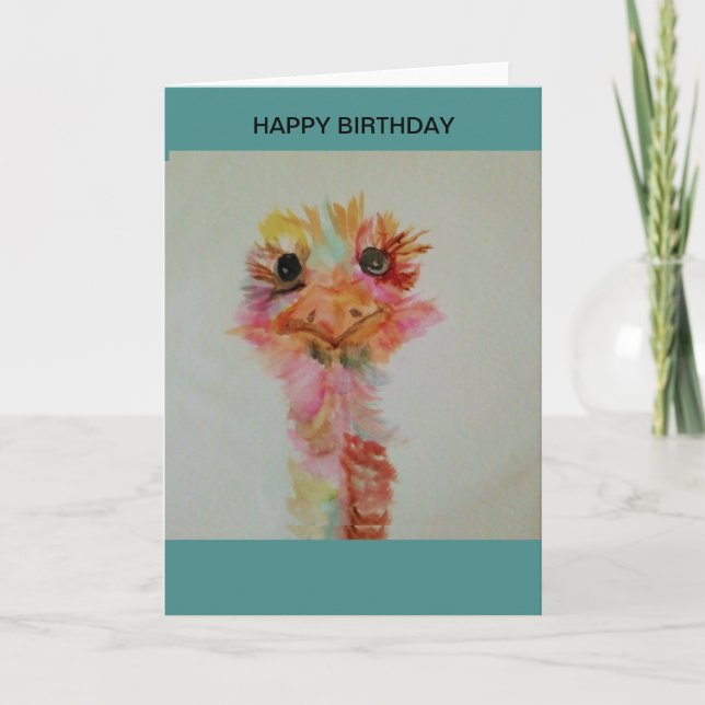 fun colourful ostrich card (Front)