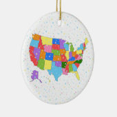 Fun Colourful Pastel Snowflakes and Map of the USA Ceramic Ornament (Right)