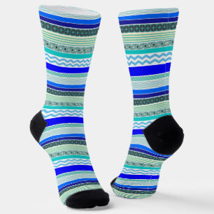 Fun, Colourful, Patterned Blue Stripes Socks