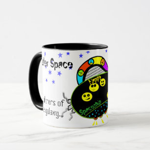 Fun Colourful Peace Happy Spaceship Mug