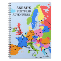 Fun Colourful Personalized European Travel Journal