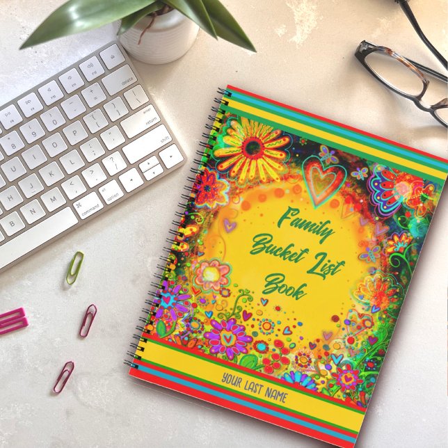Fun Colourful Personalized Family Bucket List  Notebook (Creator Uploaded)