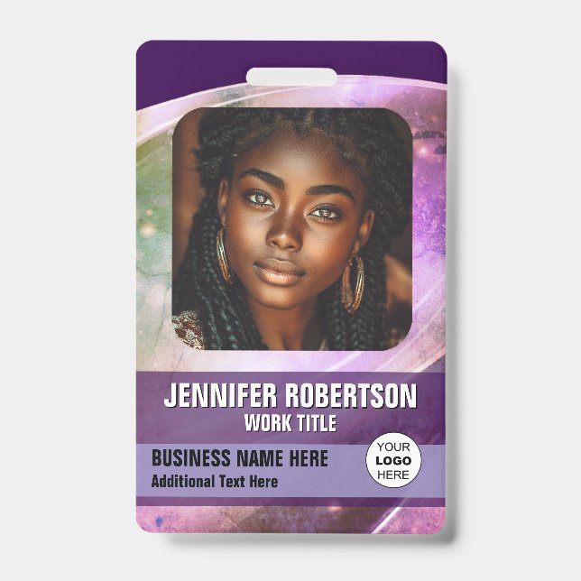 Fun Colourful Personalized Photo Employee Badge (Front)