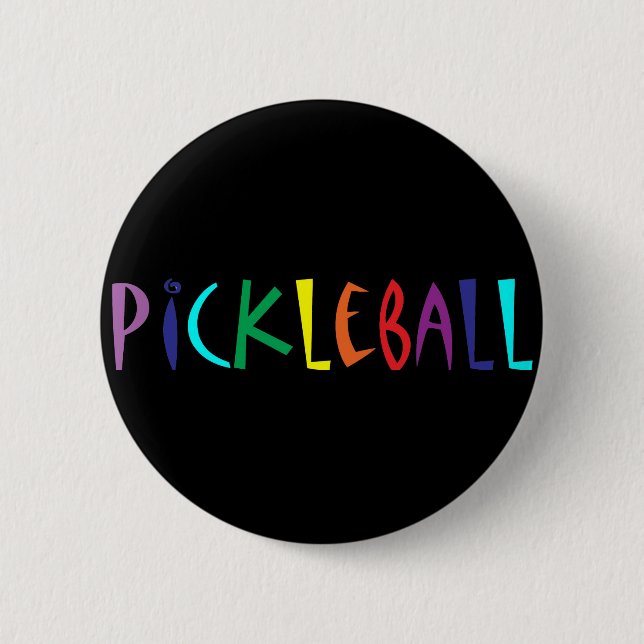 Fun Colourful Pickleball Letters Design 2 Inch Round Button (Front)