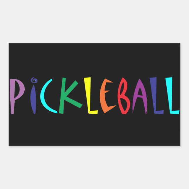 Fun Colourful Pickleball Letters Design Sticker (Front)