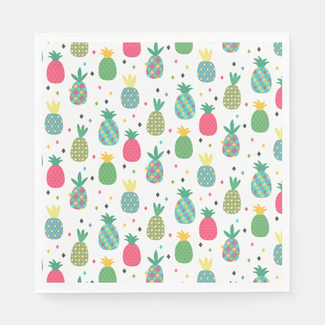 Fun colourful pineapple patterned  napkin (Front)