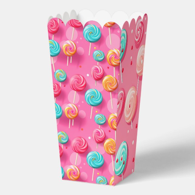 Fun & Colourful Pink and Blue Lollipop  Favor Box (Front)