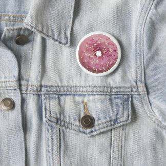 Fun colourful pink doughnut 2 inch round button