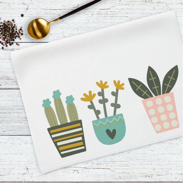 Fun Colourful Plants Cactus Kitchen Towel (Creator Uploaded)