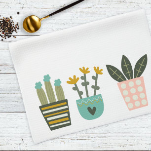 Fun Colourful Plants Cactus Kitchen Towel