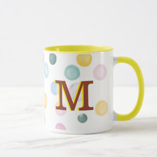 Fun Colourful Polka Dots 3D Monogram Mug