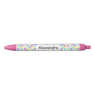Fun Colourful Polka Dots Black Ink Pen