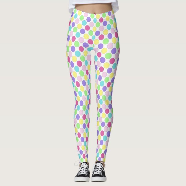 Fun Colourful Polka Dots Leggings (Front)
